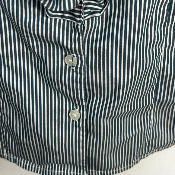 Express Design Studio Pinstripe Ruffle Collar Button Career Peasant Blouse Sz S - Picture 6 of 12